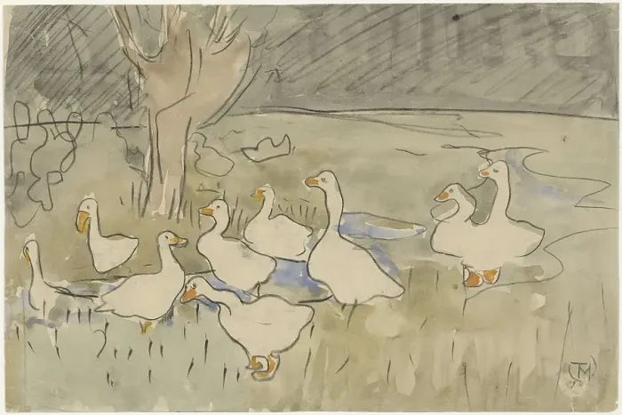 Framed Print : Ducks, 1873-1917. Creator: Theo van Hoytema Framed Print : Ducks, 1873-1917. Creator: Theo van Hoytema