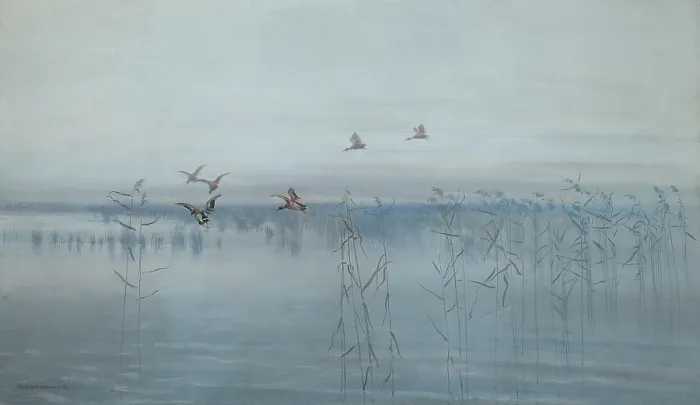 Framed Print : Ducks over Swamps, 1892. Creator: Stanislaw Maslowski Framed Print : Ducks over Swamps, 1892. Creator: Stanislaw Maslowski
