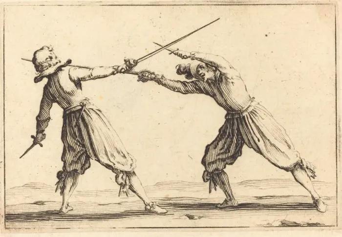 Framed Print : Duel with Swords and Daggers, c. 1617. Creator: Jacques Callot Framed Print : Duel with Swords and Daggers, c. 1617. Creator: Jacques Callot
