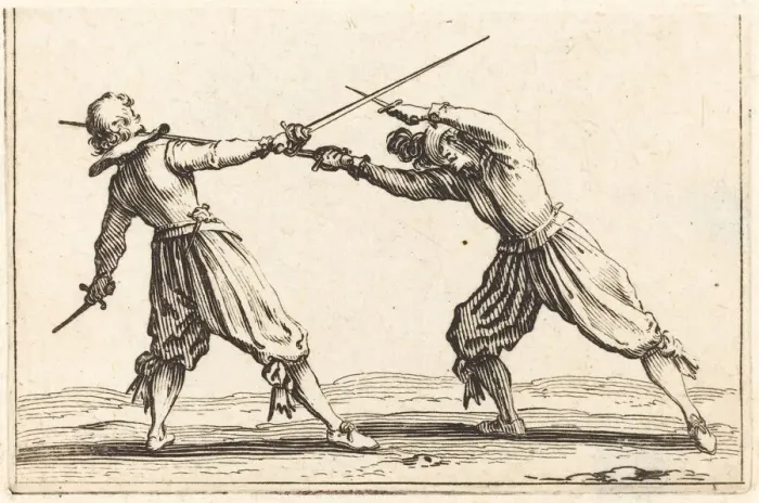 Framed Print : Duel with Swords and Daggers, c. 1622. Creator: Jacques Callot Framed Print : Duel with Swords and Daggers, c. 1622. Creator: Jacques Callot