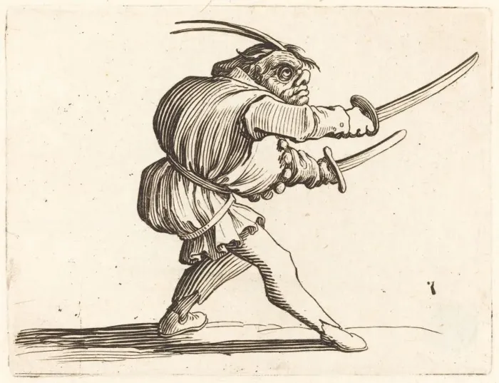 Framed Print : Duellist with Two Sabers, c. 1622. Creator: Jacques Callot Framed Print : Duellist with Two Sabers, c. 1622. Creator: Jacques Callot