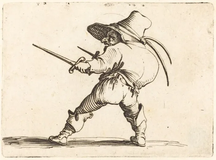 Framed Print : Duellist with Sword and Dagger, c. 1622. Creator: Jacques Callot Framed Print : Duellist with Sword and Dagger, c. 1622. Creator: Jacques Callot