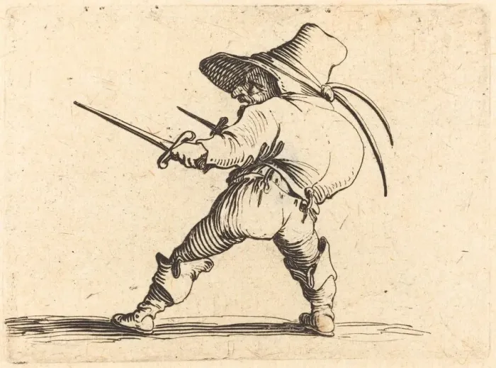 Framed Print : Duellist with Sword and Dagger, c. 1622. Creator: Jacques Callot Framed Print : Duellist with Sword and Dagger, c. 1622. Creator: Jacques Callot