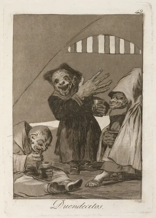 Framed Print : Duendecitos. (Hobgoblins). From Los Caprichos, 1797-1798. Artist: Goya, Francisco, de (1746-1828) Framed Print : Duendecitos. (Hobgoblins). From Los Caprichos, 1797-1798. Artist: Goya, Francisco, de (1746-1828)