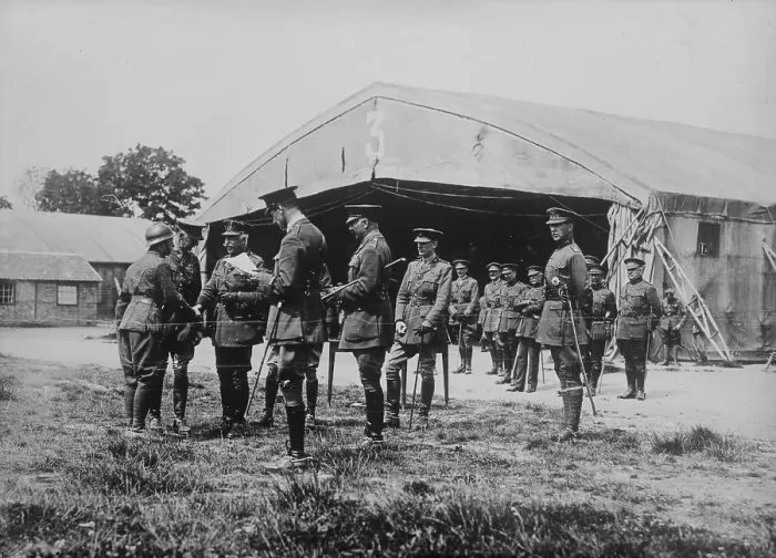 Framed Print : Duke of Connaught decorating a Belgian, 3 Jul 1918. Creator: Bain News Service Framed Print : Duke of Connaught decorating a Belgian, 3 Jul 1918. Creator: Bain News Service