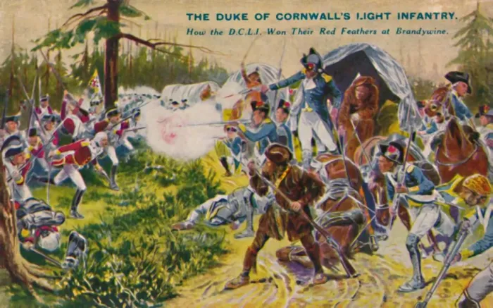 Framed Print : The Duke of Cornwalls Light Infantry... at Brandywine, 1777, (1939) Framed Print : The Duke of Cornwalls Light Infantry... at Brandywine, 1777, (1939)