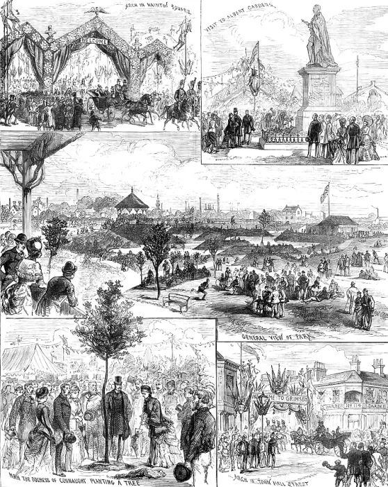 Framed Print : The Duke and Duchess of Connaught opening the People's Park at Great Grimsby, 1883 Framed Print : The Duke and Duchess of Connaught opening the People's Park at Great Grimsby, 1883