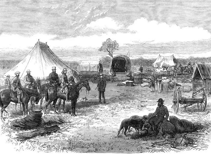 Framed Print : The Duke of Edinburgh starting for a kangaroo-hunt, Campbell-House Station... South Australia, 1868 Creator: Unknown Framed Print : The Duke of Edinburgh starting for a kangaroo-hunt, Campbell-House Station... South Australia, 1868 Creator: Unknown
