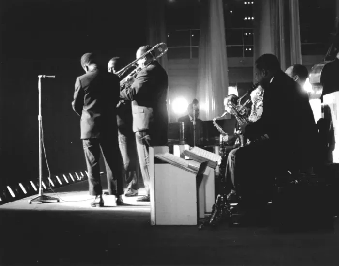 Framed Print : Duke Ellington Band, Finsbury Park Astoria, London, 1963. Creator: Brian Foskett Framed Print : Duke Ellington Band, Finsbury Park Astoria, London, 1963. Creator: Brian Foskett