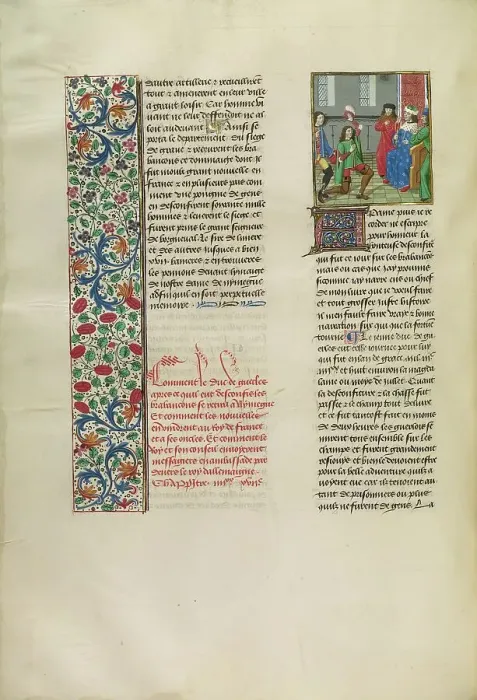 Framed Print : The Duke of Gelders Sending a Messenger to the King of France c1380s, about 1480-1483. Creator: Unknown Framed Print : The Duke of Gelders Sending a Messenger to the King of France c1380s, about 1480-1483. Creator: Unknown
