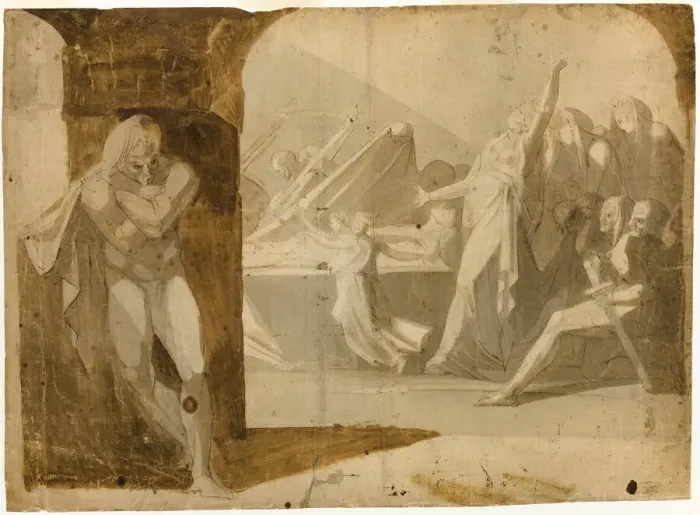 Framed Print : The Duke of Gloucester Lying in Wait for Lady Anne at the Funeral Procession of Her... 1760 / 67. Creator: Henry Fuseli Framed Print : The Duke of Gloucester Lying in Wait for Lady Anne at the Funeral Procession of Her... 1760 / 67. Creator: Henry Fuseli