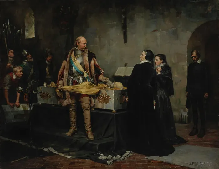 Framed Print : Duke Karl Insulting the Corpse of Klaus Fleming, 1878. Creator: Albert Edelfelt Framed Print : Duke Karl Insulting the Corpse of Klaus Fleming, 1878. Creator: Albert Edelfelt