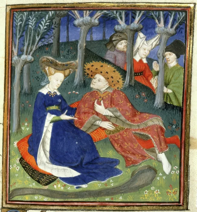 Framed Print : Duke and ladies in a garden, 1410-11. Creator: Master of the Cite des Dames Framed Print : Duke and ladies in a garden, 1410-11. Creator: Master of the Cite des Dames