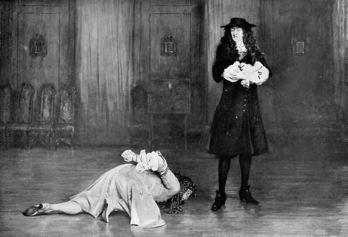 Framed Print : The Duke of Monmouth pleads for his life, 1685, (c1920). Artist: John Pettie Framed Print : The Duke of Monmouth pleads for his life, 1685, (c1920). Artist: John Pettie