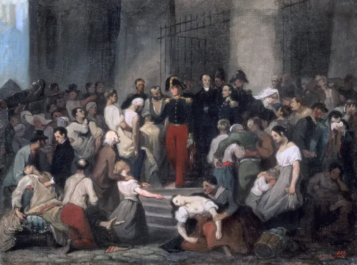 Framed Print : The Duke of Orleans During the Cholera Epidemic, c1830. Artist: Alfred Johannot Framed Print : The Duke of Orleans During the Cholera Epidemic, c1830. Artist: Alfred Johannot