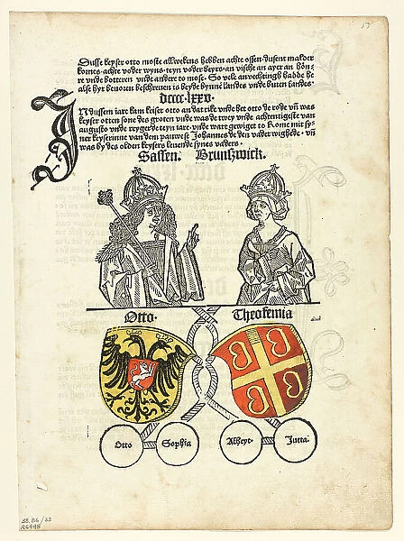 Duke Otto of Saxony and his Wife, Theokemia from Sachsen-Chronik...1492...assembled 1929. Creators: Unknown, Peter Schöffer, Conrad Botho, Wilhelm Ludwig Schreiber