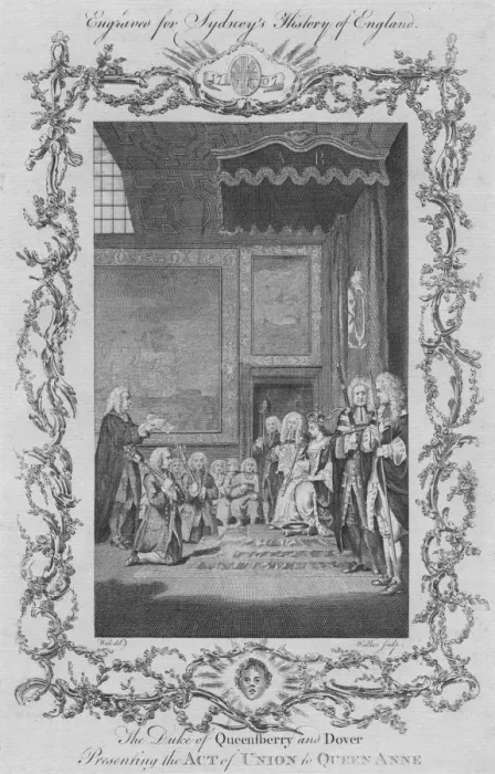 Framed Print : The Duke of Queensberry and Dover presenting the Act of Union to Queen Anne, 1773 Framed Print : The Duke of Queensberry and Dover presenting the Act of Union to Queen Anne, 1773