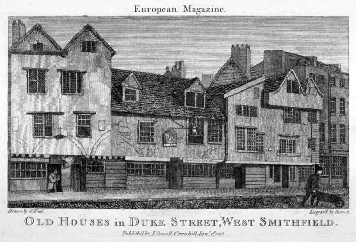 Framed Print : Duke Street, West Smithfield, City of London, 1797. Artist Framed Print : Duke Street, West Smithfield, City of London, 1797. Artist