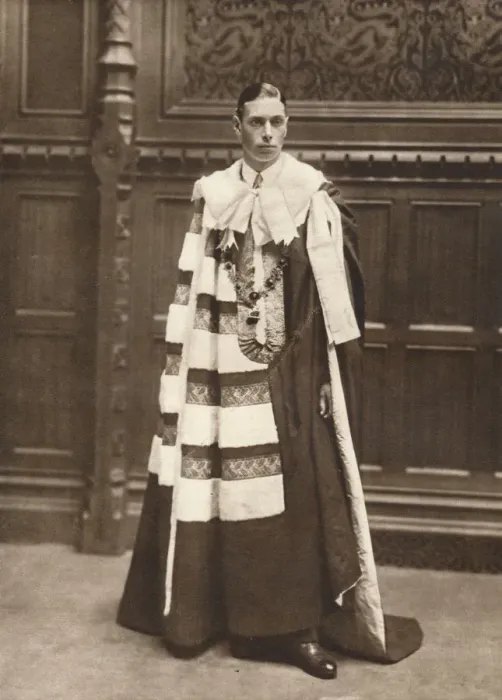 Framed Print : The Duke of York in robes of the House of Lords, 1920. Artist: Vandyk Framed Print : The Duke of York in robes of the House of Lords, 1920. Artist: Vandyk