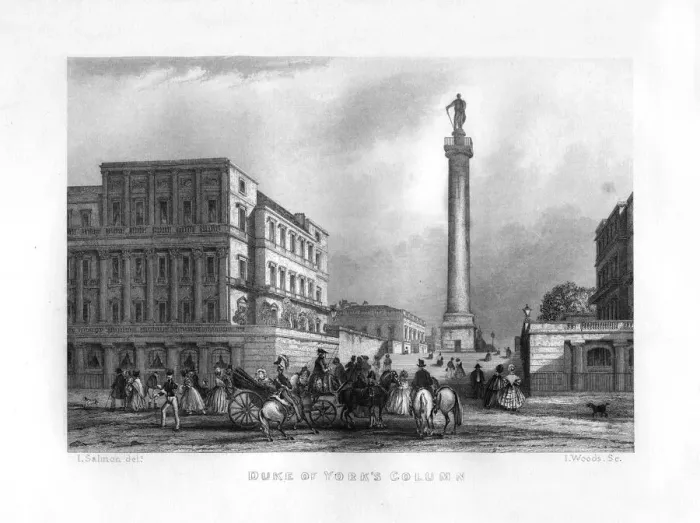 Framed Print : The Duke of Yorks Column, London, 19th century. Artist: J Woods Framed Print : The Duke of Yorks Column, London, 19th century. Artist: J Woods