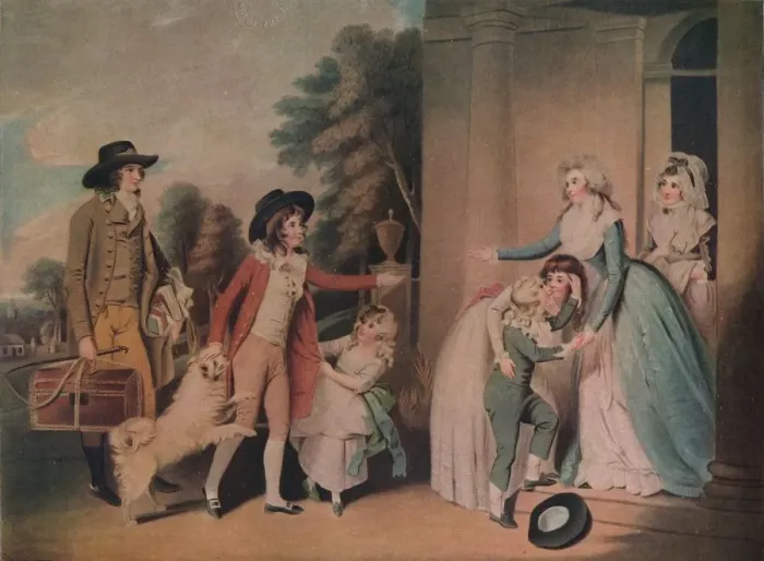 Framed Print : Dulce Domum or the Return from School, 1790, (1919). Artist: William Redmore Bigg Framed Print : Dulce Domum or the Return from School, 1790, (1919). Artist: William Redmore Bigg