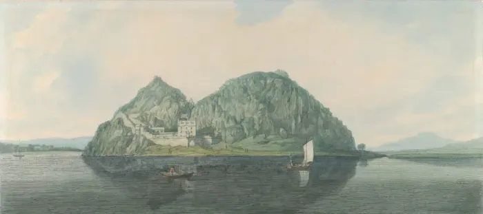 Framed Print : Dumbarton Rock from the South, 1788. Creator: Joseph Farington Framed Print : Dumbarton Rock from the South, 1788. Creator: Joseph Farington