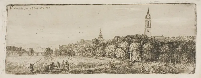 Framed Print : Dumfries from the Dock, 1777. Creator: John Clerk Framed Print : Dumfries from the Dock, 1777. Creator: John Clerk