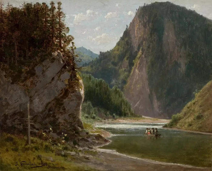 Framed Print : The Dunajec River in the Pieniny Mountains, 1868. Creator: Jozef Szermentowski