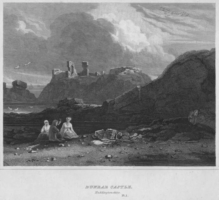 Framed Print : Dunbar Castle, Haddingtonshire, 1814. Artist: John Greig Framed Print : Dunbar Castle, Haddingtonshire, 1814. Artist: John Greig