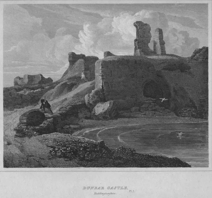 Framed Print : Dunbar Castle, Haddingtonshire, 1814. Artist: John Greig Framed Print : Dunbar Castle, Haddingtonshire, 1814. Artist: John Greig