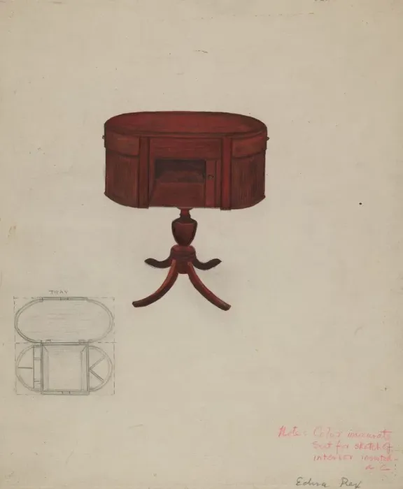 Framed Print : Duncan Phyfe Sewing Cabinet, c. 1940. Creator: Edna C. Rex Framed Print : Duncan Phyfe Sewing Cabinet, c. 1940. Creator: Edna C. Rex