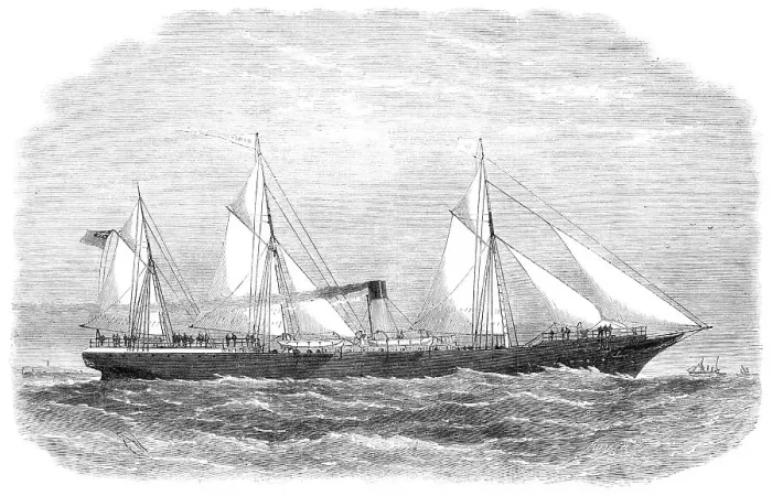 Framed Print : The Dundee screw steamship Hibernia, 1865. Creator: Smyth Framed Print : The Dundee screw steamship Hibernia, 1865. Creator: Smyth