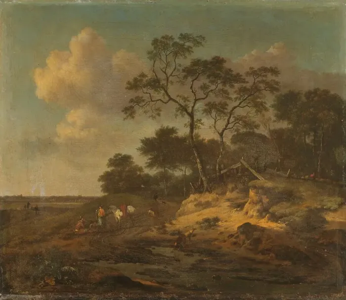 Framed Print : Dune Landscape with Hunters Resting, 1655-1684. Creator: Jan Wijnants Framed Print : Dune Landscape with Hunters Resting, 1655-1684. Creator: Jan Wijnants