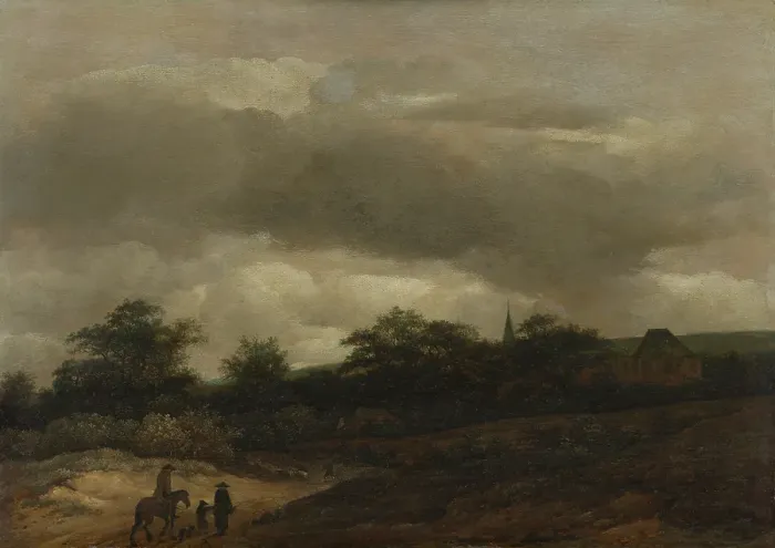 Framed Print : Dune Landscape with Road and Church, c1630-1680. Creator: Guillaume du Bois