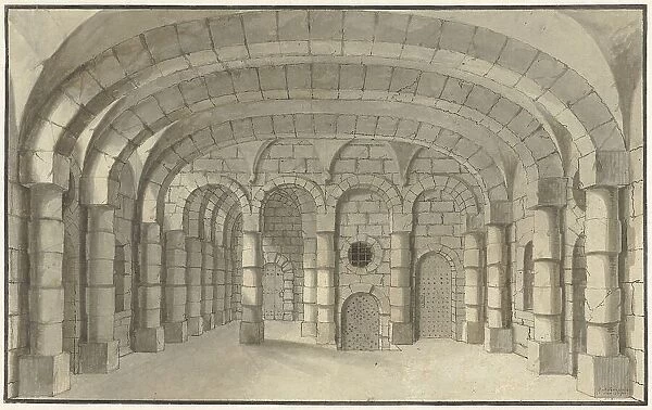 Dungeon - design for a stage set, 1700-1800. Creator: J.A. Tempelier