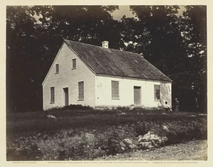 Framed Print : Dunker Church, Battle-Field of Antietam, Maryland, July 1863. Creator: James Gardner Framed Print : Dunker Church, Battle-Field of Antietam, Maryland, July 1863. Creator: James Gardner