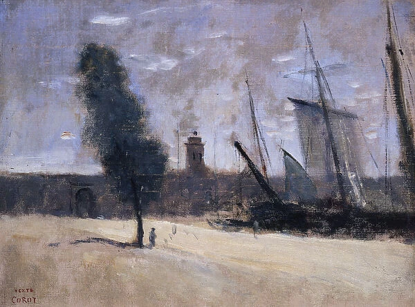 Dunkirk, Ramparts and Entrance to the Harbour. Artist: Corot, Jean-Baptiste Camille (1796-1875)