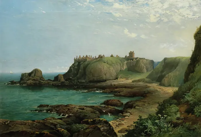 Framed Print : Dunnottar Castle, 1857. Creator: James Cassie Framed Print : Dunnottar Castle, 1857. Creator: James Cassie