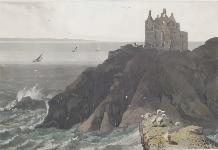 Framed Print : Dunskey Castle Near Portpatrick. Creator: William Daniell Framed Print : Dunskey Castle Near Portpatrick. Creator: William Daniell