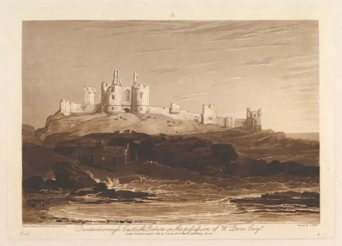 Framed Print : Dunstanborough Castle (Liber Studiorum, part III, plate 14), June 10, 1808 Framed Print : Dunstanborough Castle (Liber Studiorum, part III, plate 14), June 10, 1808