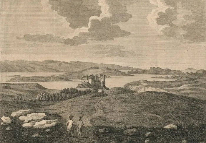 Framed Print : Dunvegan Castle, 1774. Artist: Peter Mazell Framed Print : Dunvegan Castle, 1774. Artist: Peter Mazell