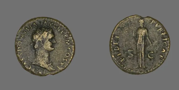 Framed Print : Dupondius (Coin) Portraying Emperor Domitian, 85. Creator: Unknown Framed Print : Dupondius (Coin) Portraying Emperor Domitian, 85. Creator: Unknown