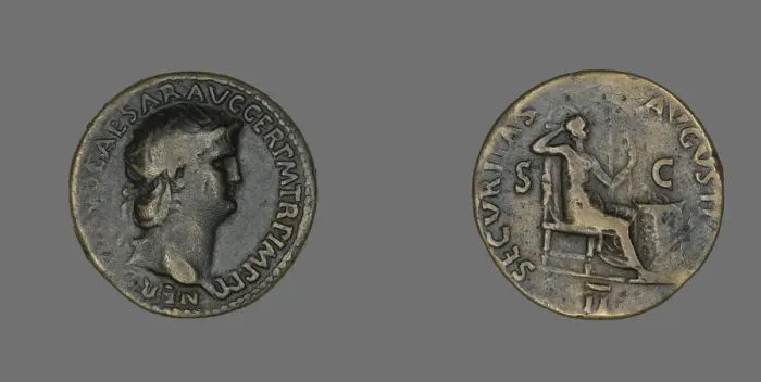 Framed Print : Dupondius (Coin) Portraying Emperor Nero, 63. Creator: Unknown Framed Print : Dupondius (Coin) Portraying Emperor Nero, 63. Creator: Unknown