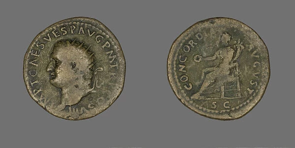Dupondius (Coin) Portraying Emperor Vespasian, 69-79. Creator: Unknown