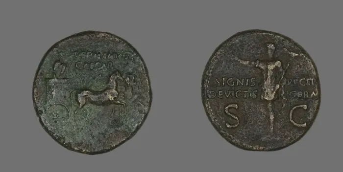 Framed Print : Dupondius (Coin) Portraying Germanicus Caesar, 15 BCE-19 CE. Creator: Unknown Framed Print : Dupondius (Coin) Portraying Germanicus Caesar, 15 BCE-19 CE. Creator: Unknown