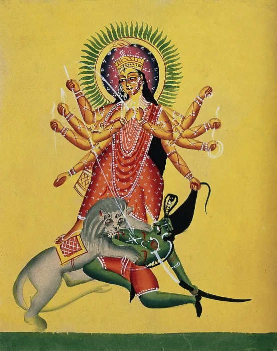 Framed Print : Durga kills the demon, c1890. Creator: Unknown Framed Print : Durga kills the demon, c1890. Creator: Unknown