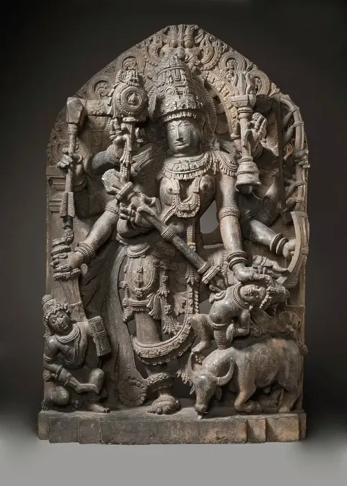 Framed Print : Durga Slaying the Buffalo Demon, 13th century. Creator: Unknown Framed Print : Durga Slaying the Buffalo Demon, 13th century. Creator: Unknown