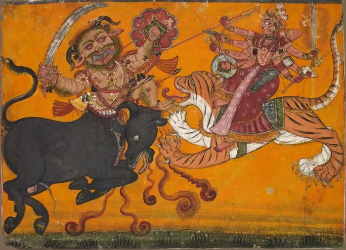 Framed Print : Durga Slaying Mahisha, c. 1700-1710. Creator: Unknown Framed Print : Durga Slaying Mahisha, c. 1700-1710. Creator: Unknown