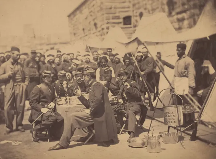Framed Print : Duryea Zouaves, Fort Schuyler Adjutants Mess, May 18, 1861. Creator: Stacy Framed Print : Duryea Zouaves, Fort Schuyler Adjutants Mess, May 18, 1861. Creator: Stacy