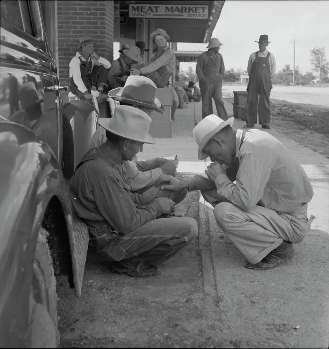Framed Print : Dust bowl farmers of west Texas in town, 1937. Creator: Dorothea Lange Framed Print : Dust bowl farmers of west Texas in town, 1937. Creator: Dorothea Lange